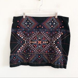 PHILOSOPHY boho embroidered black miniskirt XL